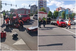 Avarija Kauno Savanorių prospekte: motociklininkas išvežtas į ligoninę