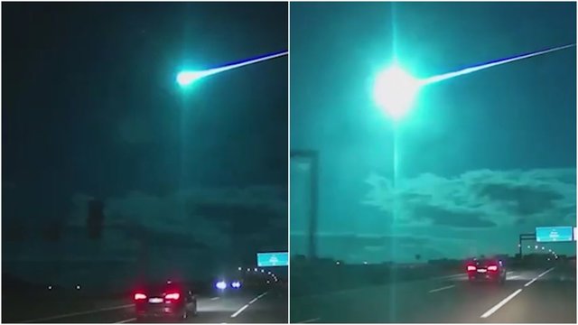 Neįtikėtinas reginys Portugalijoje: užfiksuotas dangumi skrodžiantis meteoras