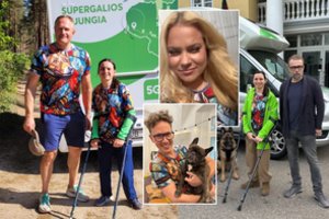 Su ramentais per Lietuvą žygiuojančią Ajaną lydi daugybė garsenybių: tarpų jų ir V. Alekna