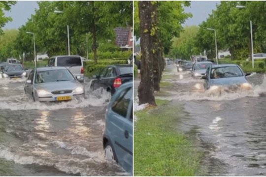 Nyderlandų kelius tvindo smarkios liūtys: vietose gali iškristi beveik pusės mėnesio kritulių kiekis