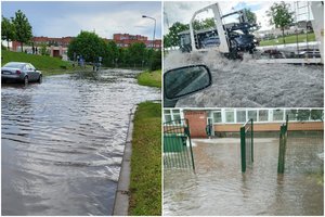 Klaipėdą nuplovė intensyvi liūtis ir ledėkai, apsemtos kai kurios gatvės: „Nebuvau matęs tokios anomališkos krušos“