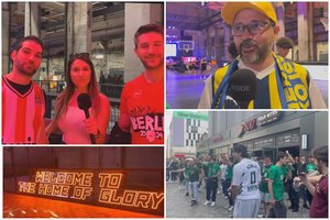 Graikiškas derbis fanų zonoje, iš JAV Šaro palaikyti atvykęs sirgalius ir nesklandumai prieš pusfinalio rungtynes