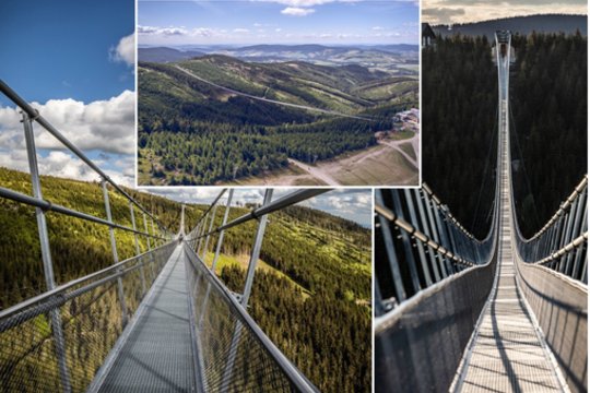 Ilgiausias pasaulyje kabantis tiltas, įsikūręs Dolni Moravoje, Čekijoje, sujungė dvi kalnų viršūnes.