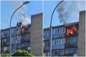 Vilniuje liepsnos siautėjo 9 daugiabučio aukšte, iš pastato evakuoti gyventojai, nukentėjo žmogus
