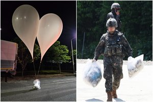 Šiaurės Korėjos akibrokštas Seului – pasiuntė balionus su šiukšlėmis ir išmatomis