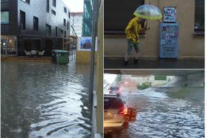 Liūtis vėl skandino Klaipėdą: patvino miesto centras