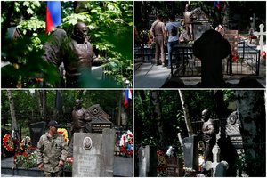 Sankt Peterburgo kapinėse atidengta J. Prigožino statula: prie kapo būriavosi buvę bendražygiai