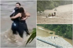 Užfiksavo sukrečiantį momentą: Italijoje – paskutinis trijų draugų apsikabinimas prieš juos nubloškiant mirtinam potvyniui