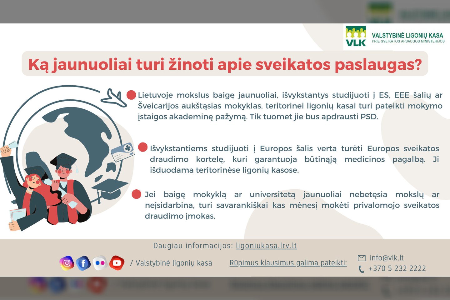 Ką jaunuoliai turi žinoti apie sveikatos paslaugas?<br>VLK infografikas