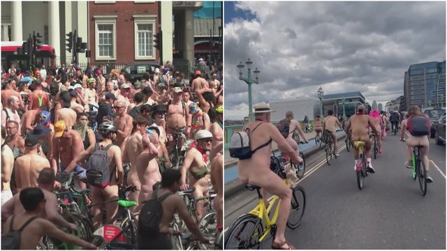 Londono gatves užplūdo nuogi dviratininkai: švenčia kūno laisvę ir protestuoja prieš automobilių kultūrą 
