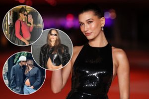 Pirmagimio besilaukianti H. Bieber stebina stilingais deriniais: pademonstravo didėjantį pilvuką