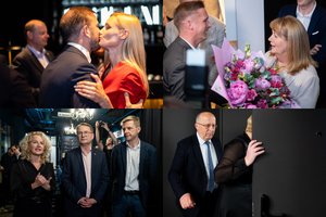 Rinkimų štabai – iš labai arti: kas šventė trankiausiai, kas kilnojo bokalus, o kas – ašarojo