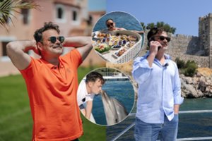 Pirmą kartą Bodrume apsilankęs L. Pobedonoscevas pasileido plaukus: skrydis parasparniu, prabangi jachta ir jaudinanti delfinų terapija