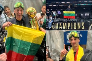 NBA titulas – ir lietuvio rankose: čempionu tapęs B. Matkevičius pozavo su trispalve
