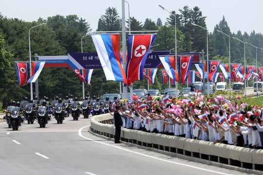 V. Putino vizitas Šiaurės Korėjoje.<br>EPA-ELTA nuotr.