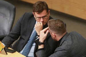 Atidėta riaušių prie Seimo byloje planuota konservatorių partijos lyderio G. Landsbergio apklausa