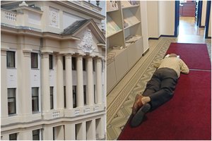 Kauno arkivyskupijoje – drastiškas buvusio „Caritas“ darbuotojo protestas dėl pernelyg mažos pensijos: gulasi tiesiog ant grindų