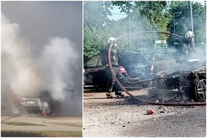 Kaune užsiliepsnojo važiuojantis automobilis – apdegė dar dvi mašinos