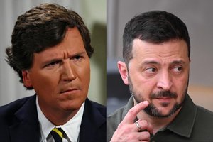 Su V. Putinu kalbėjęsis skandalingasis T. Carlsonas paskelbė susitaręs dėl interviu su V. Zelenskiu