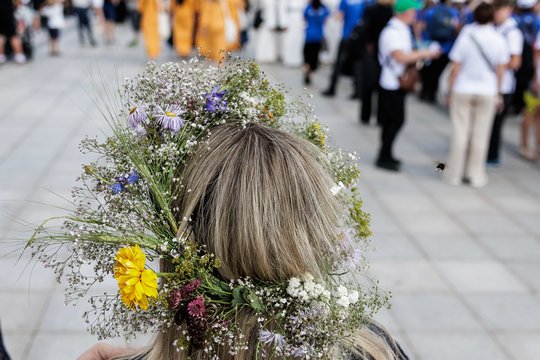 Pasiruošimas finaliniam Dainų šventės koncertui skirtoms eitynėms.<br>V.Skaraičio nuotr.