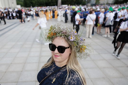 Pasiruošimas finaliniam Dainų šventės koncertui skirtoms eitynėms.<br>V.Skaraičio nuotr.