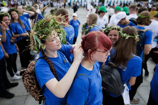 Pasiruošimas finaliniam Dainų šventės koncertui skirtoms eitynėms.<br>V.Skaraičio nuotr.