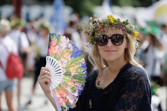 Pasiruošimas finaliniam Dainų šventės koncertui skirtoms eitynėms.<br>V.Skaraičio nuotr.