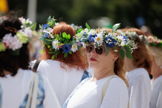 Pasiruošimas finaliniam Dainų šventės koncertui skirtoms eitynėms.<br>V.Skaraičio nuotr.