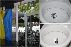 Vieni iš šio Nidoje esančio tualeto išeina linksmi, kiti – susierzinę: verslininkai Putino atvaizdui surado tinkamiausią vietą