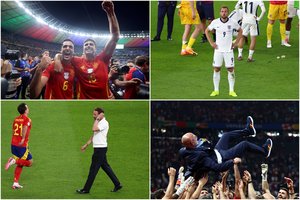 Pamatykite: Ispanijos futbolininkų triumfo ir Anglijos tragedijos akimirkos