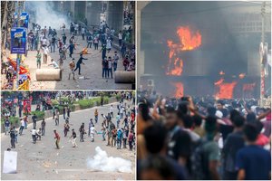 Košmaras Bangladeše: liepsnoja valstybinės televizijos pastatas, viduje įstrigę daugybė žmonių