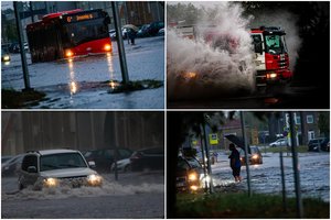 Vaizdai iš Panevėžio stebina: smarki liūtis gatves pavertė upėmis
