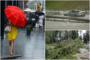Stichijos iš Lietuvos dar nesitraukia – pliaups liūtys, siautės vėjas, tačiau yra ir gerų žinių