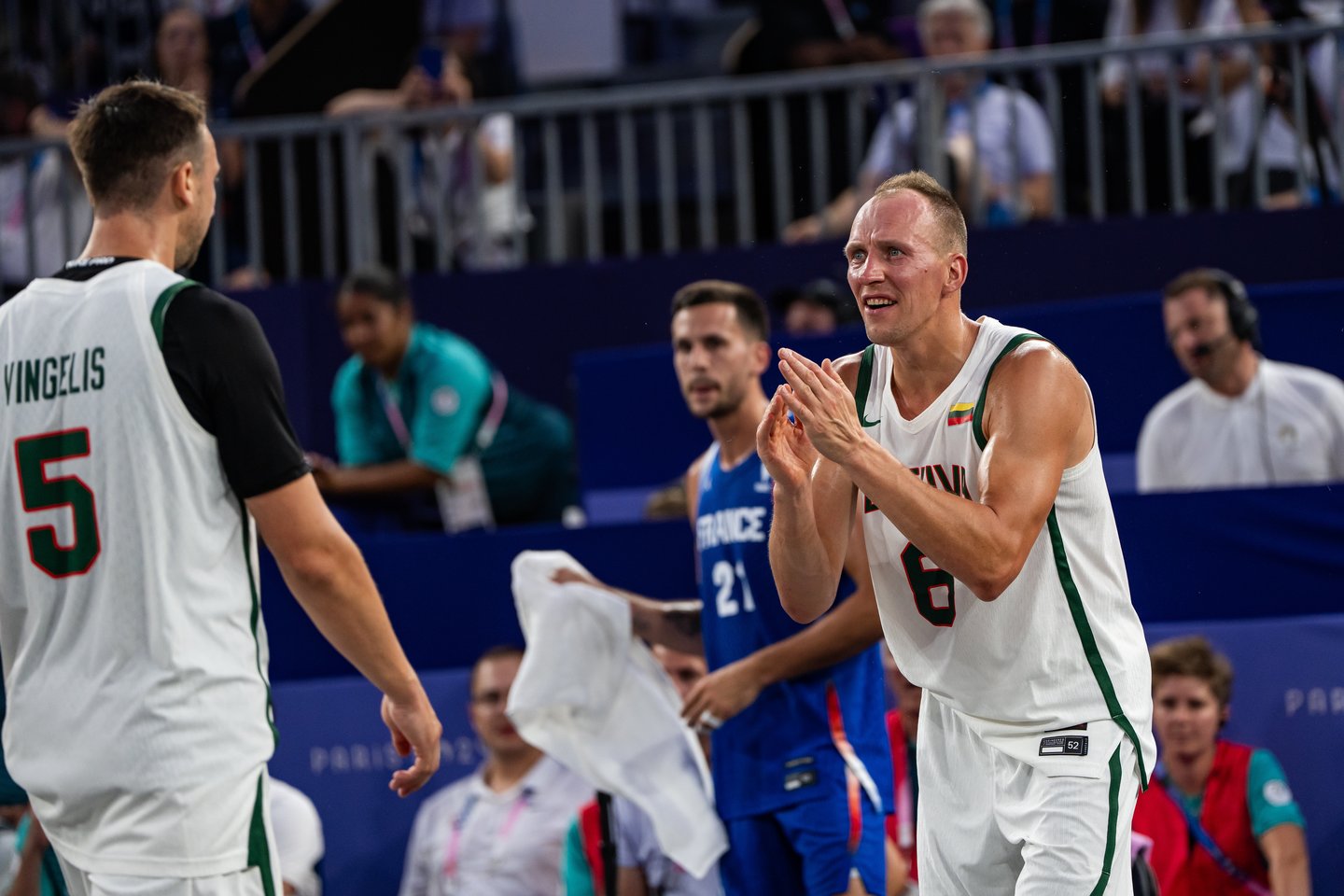 Lietuvos 3x3 rinktinė pralaimėjo Prancūzijai.<br> V.Dranginio/LTOK nuotr.