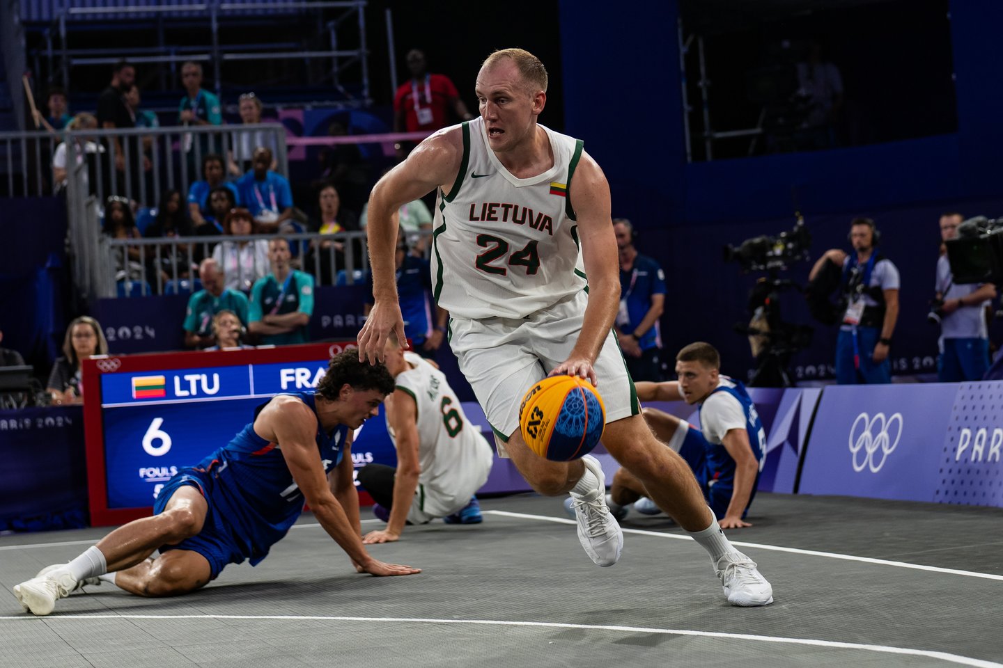 Lietuvos 3x3 rinktinė pralaimėjo Prancūzijai.<br> V.Dranginio/LTOK nuotr.