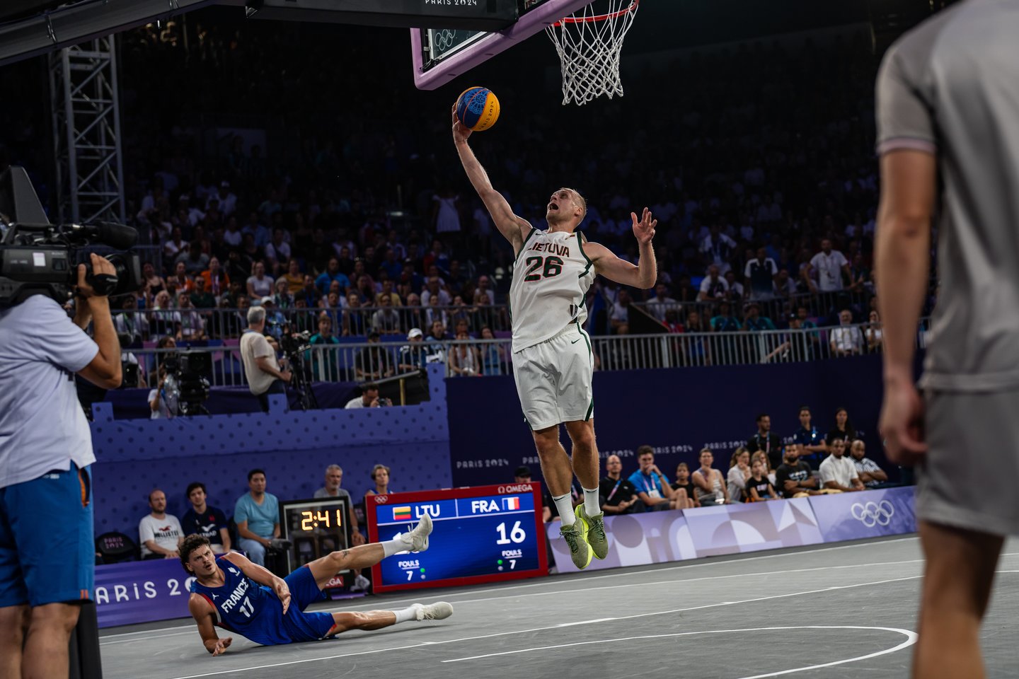 Lietuvos 3x3 rinktinė pralaimėjo Prancūzijai.<br> V.Dranginio/LTOK nuotr.