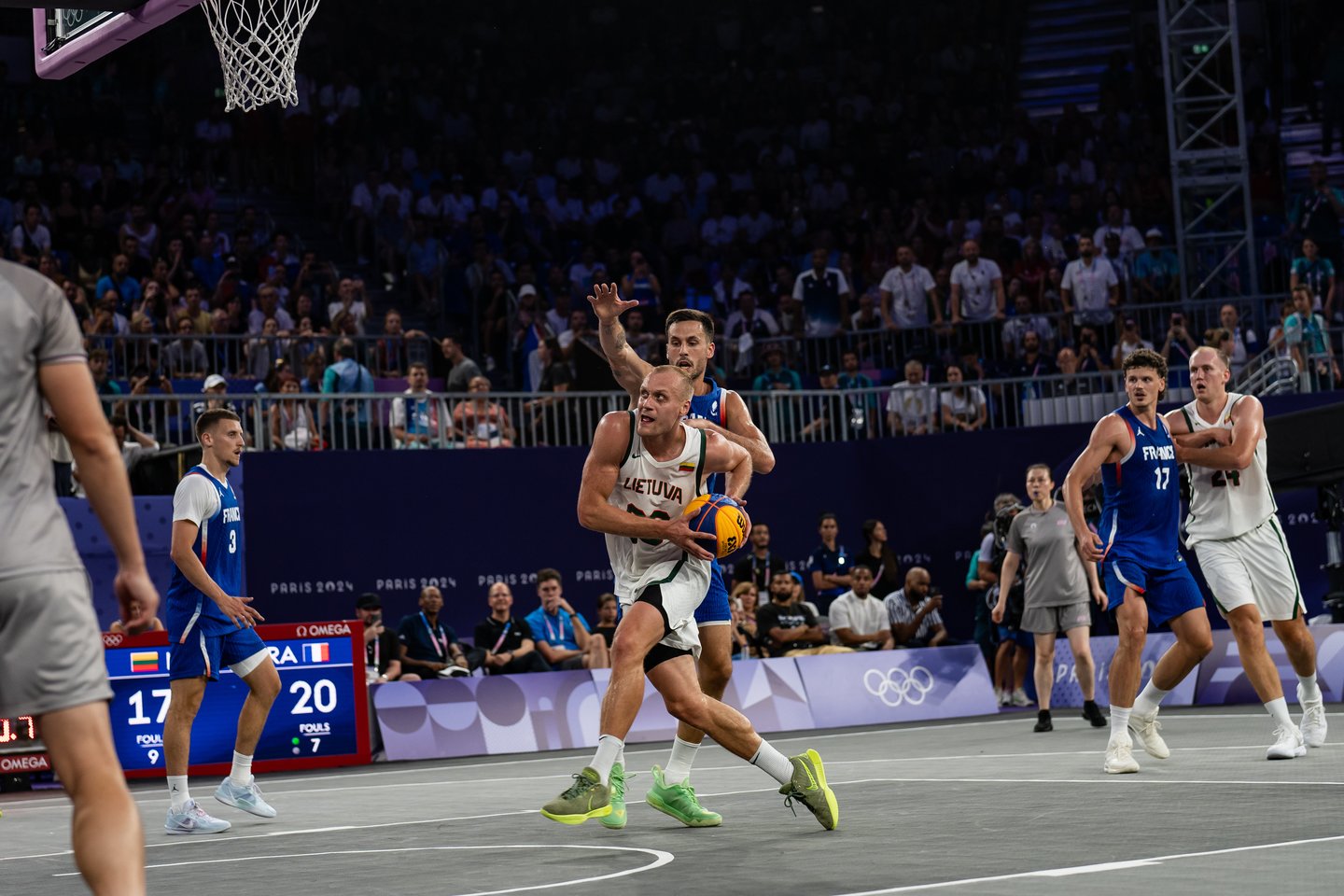 Lietuvos 3x3 rinktinė pralaimėjo Prancūzijai.<br> V.Dranginio/LTOK nuotr.