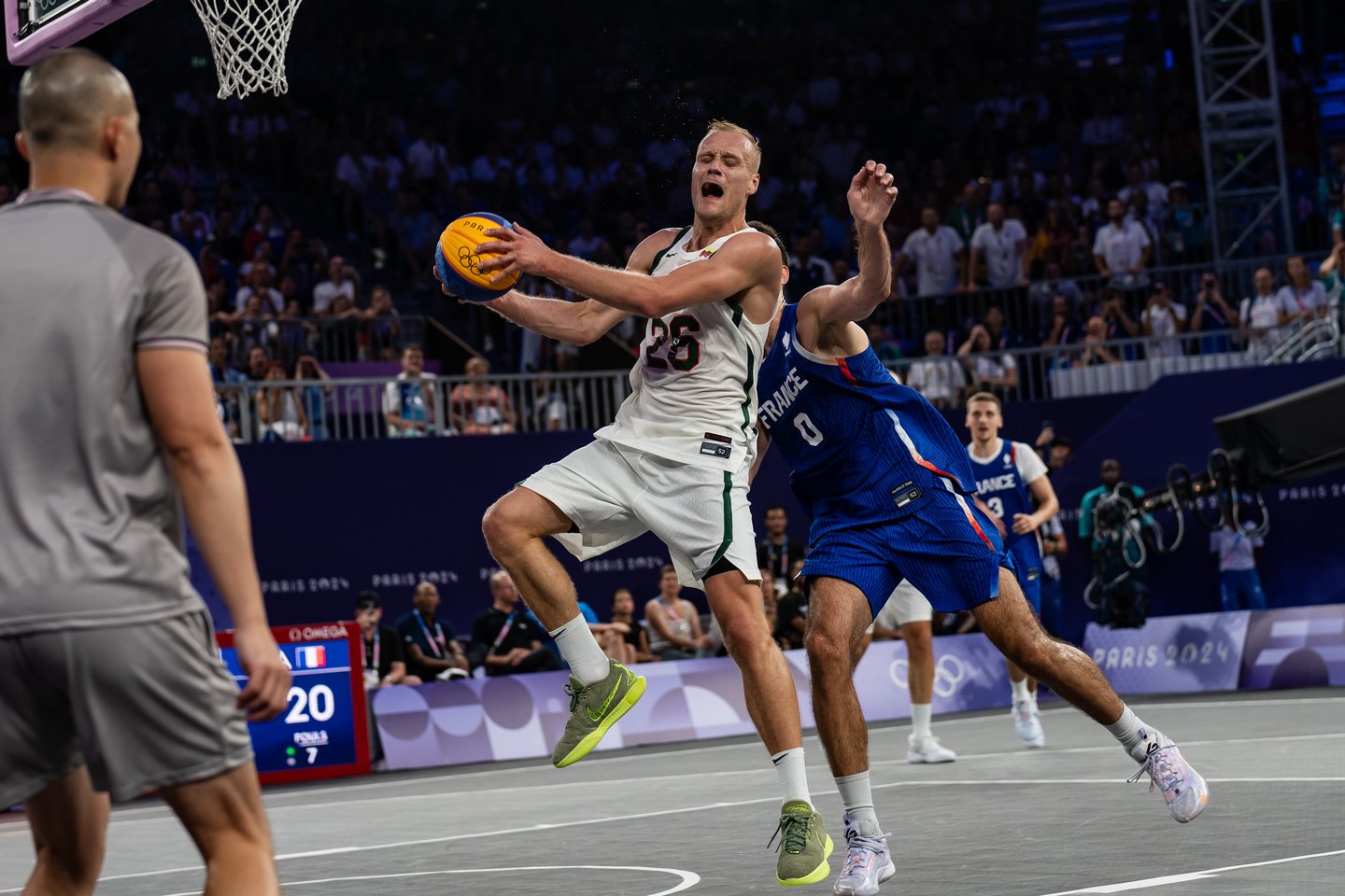 Lietuvos 3x3 rinktinė pralaimėjo Prancūzijai.<br> V.Dranginio/LTOK nuotr.