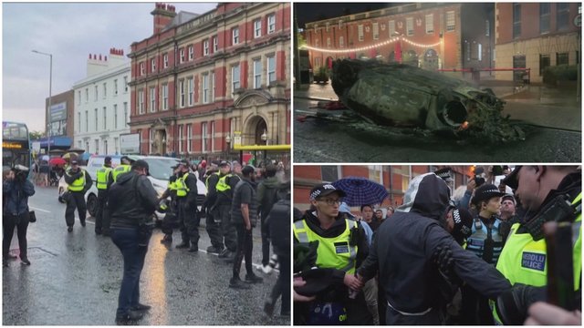 Po išpuolio JK prieš tris mergaites – nerimstanti protestų banga: svaidė akmenis į policiją, padegė automobilius