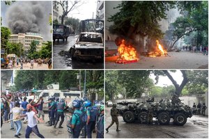 Šokiruojantis smurtas Bangladeše pasiekė kuliminaciją: atsistatydino ir pabėgo premjerė, į jos rūmus įsiveržė protestuotojai