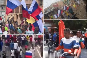 Nigerijoje sulaikyti protestuotojai su Rusijos vėliavomis