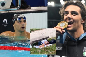 Auksą Paryžiuje iškovojęs italas užfiksuotas miegantis prie suoliuko: skundžiasi žaidynių gyvenimo sąlygomis