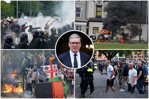 Kur veda nevaldomas vandalizmas JK: gilios smurto šaknys, pareiškimai apie pilietinį karą ir pasibaigęs K. Starmerio „medaus mėnuo“