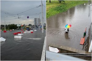 Minske prasiautė galingos liūtys: dalis miesto – po vandeniu