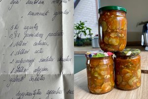 Pikantiški agurkai pomidorų padaže: kultinis anytos receptas atkeliavęs tikru laišku
