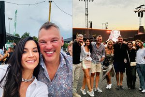 Š. Jasikevičius su žmona A. Douka apsilankė pasaulinės žvaigždės koncerte: nuotaikos nesugadino net lietus