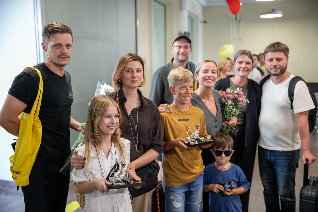 Lokarno kino festivalio laureatų sutiktuvės Vilniaus oro uoste.<br>O.Gurevičiaus/ELTA nuotr.