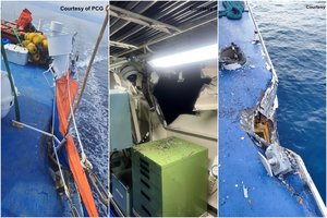 Filipinai pranešė, kad per susidūrimus su kinų laivais apgadinti du jų laivai