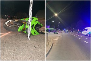 Neatidi vairuotoja Prienuose pražudė motociklininką – į automobilį atsitrenkęs vyras mirė ligoninėje