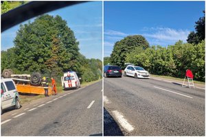 Avarija Jurbarko r.: po susidūrimo sunkvežimis apvirto, nukentėjo žmogus